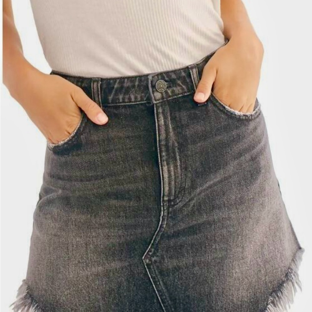 Free People Bailey Denim Black Mini Skirt NWT